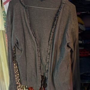 Kenneth Cole Reaction Ruffled Cardigan - Dark Gray